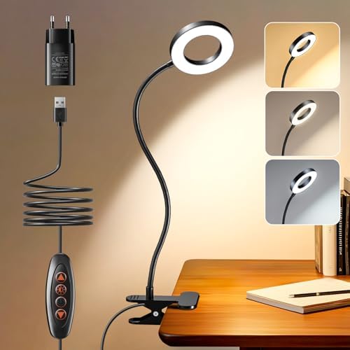 Luce per Lettura Libri a Letto, Dimmerazione Continua & USB-C Ricaricabile 10LED Luce da Lettura