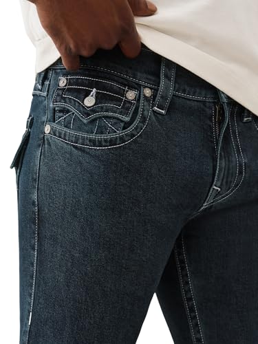 True Religion Men's Billy SN Flap Jeans- Straight Leg Denim with Back Flap Pockets2