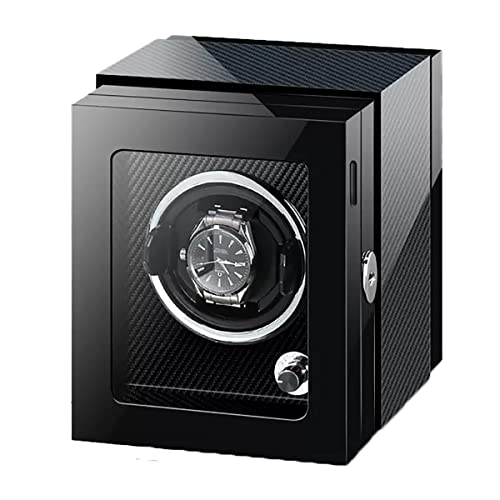 Boîte remontoir montre automatique rotative silencieuse noire en bois laqué LED