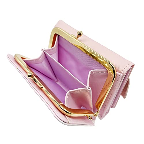 Huositi Cute Fashion Cartoon Character Small Wallet Short Ladies Wallet Leather Tri-Fold Wallet Money Bag(Pink) #TOP2