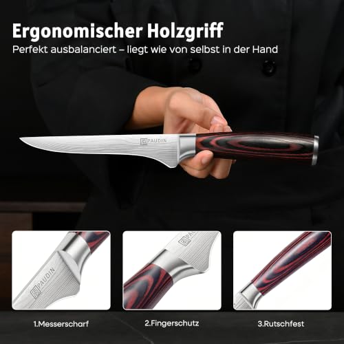PAUDIN Filetiermesser 15 cm, Profi Scharf Ausbeinmesser Fleischmesser – Ansicht 3