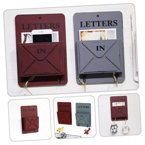 Porte-courrier mural vintage rouge, un support décoratif d'exception - 3