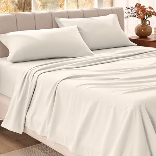 Bare Home Organic Cotton Flannel Sheet Set - Queen Size - 100% Co...