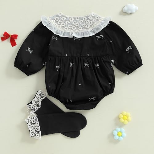 Newborn Baby Girl Bubble Romper Infant Smocked Bodysuit Jumpsuit Onesie with Socks Summer Clothes Outfits4