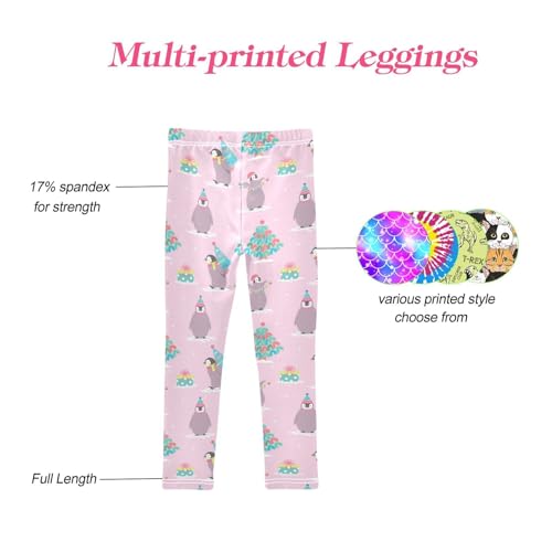CaTaKu Girls Leggings Penguin Christmas Tree Leggings for Girls Kids Athletic Workout Yoga Pants Size 4-10T4