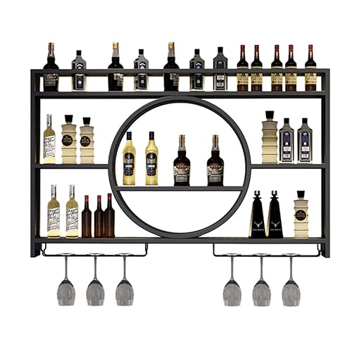 Étagères de rangement pour bouteilles et différents types de verres à vin