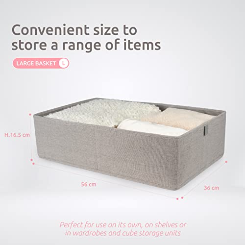Compactor - Aufbewahrungsbox aus Oxford-Stoff Grau Größe L 56x36x16,5 cm - Faltbare Box mit Griff für Kleidung, Bettwäsche und Accessoires - Ordnungssystem für Schrank und Ankleidezimmer