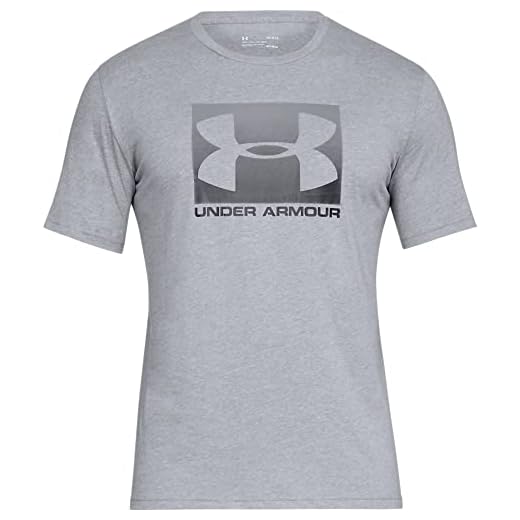 Under Armour herr UA BOXED SPORTSTYLE kortärmad snygg och bekväm T-shirt, andningsbara gym- och fitnesskläder, grå, LG