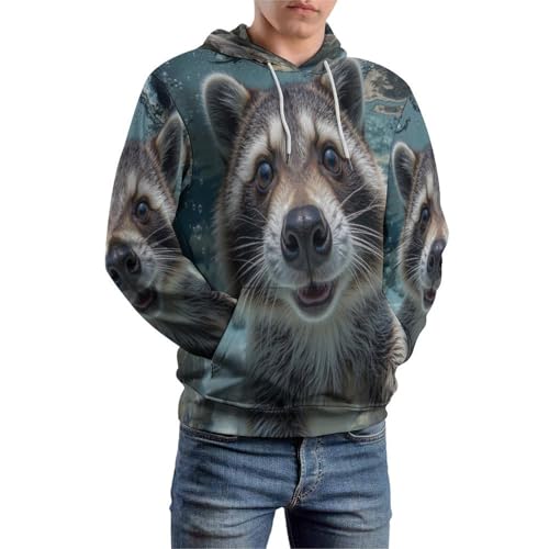 Sweatshirt raton laveur 3D veste zippée streetwear pour homme