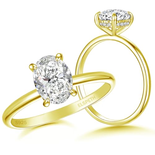 Elspeth 925 Sterling Silver Engagement Ring for Women Oval/Radiant/Pear/Cushion/Princess/RoundCut Cubic Zirconia Promise Ring Size 4-102