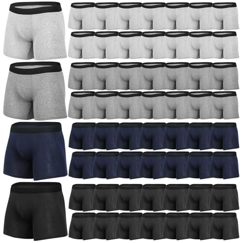 60 Packs Mens Cotton Boxer Briefs Underwear Bulk Assorted Size and Color Multipacks for Men Shelter Donation Homeless - Main Image