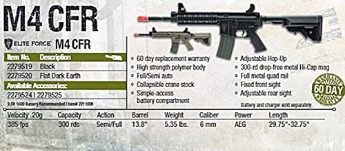Elite Force M4 Aeg Automatic 6Mm Bb Rifle Airsoft Gun, Cfr, Black #TOP4