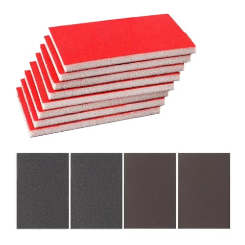 DORKIN Éponges à poncer, Lot de 12 éponges abrasives, grains de 80 à 3000, adaptées au métal, au bois et aux murs. Utilisables à sec ou à l'eau. Éponge abrasive flexible.