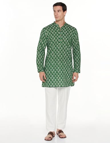 Image of Amazon Brand - Symbol Men's 100% Cotton Everyday Mid Length Casual Kurta - Regular Fit (Available in Plus Sizes)