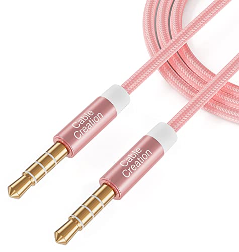 Cablecreation 3.5Mm Audio Cable(10Ft/3M), Stereo Auxiliary Cable For Car,Compatible With Phones, Headphones, Car/Home Stereo Speaker & More,Pink #TOP21