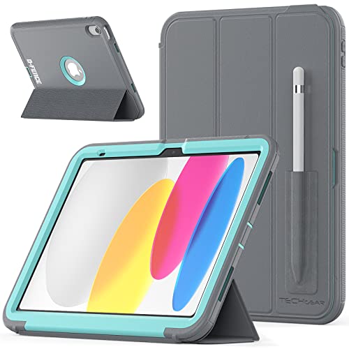 TECHGEAR D-FENCE Case for iPad 11" A16 (11th Gen 2025) & 10.9" (10th Gen 2022), Slim Rugged Smart Case with Stand
