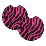 Car Coasters 2 Pack Zebra Tiger Leopard Pink Prints Durable and Stylish| Waterproof,...