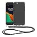 kwmobile Crossbody Case Compatible with Apple iPhone 6 Plus / 6S Plus Case - Clear TPU Phone Cover w/Lanyard Cord Strap - Black/Transparent