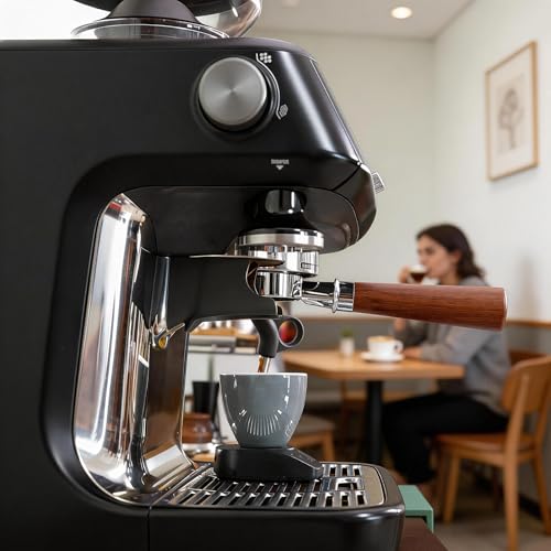 54mm Bottomless Portafilter 3 Ears, 5-Piece Espresso Kit with WDT Tool, Puck Screen, Filter Papers & Measuring Spoon, Compatible with Breville/Sage Barista Express, Pro & Touch, Rosewood Handle