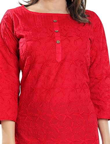 Image of DARIKA Women Chikankari Kurti in Dark Blue for Plus Size & Small Size.