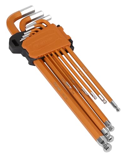Sealey Premier 9pc Extra-Long Ball-End Hex Key Set - Imperial - AK7175