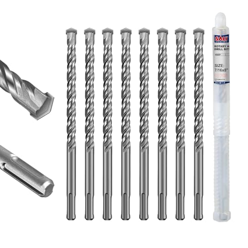 SALI SDS Plus Rotary Hammer Drill Bit Set，7/16″ x 8″, 10-Pack, Carbide-Tipped Masonry Bits for Concrete, Brick & Stone with Storage Case