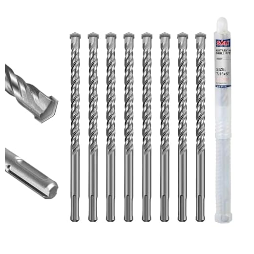 SALI SDS Plus Rotary Hammer Drill Bit Set，7/16" x 8", 10-Pack, Carbide-Tipped Masonry Bits for Concrete, Brick & Stone with Storage Case