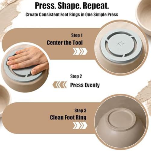 5 Pack Pottery Foot Ring Tool, Clay Base Aligner for Ceramic, Pottery Foot Molder Ceramic Tools, Aligned Foot Ring Template for Ceramics, Even Foot Press for Pottery Bowls, DIY Wheel Projects - Image 3