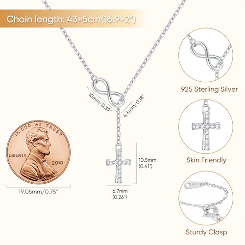 925 Sterling Silver Infinity Cross Necklace 18K White Gold Plated Small Danity Cross Necklace Confirmation Baptism Easter Religious Christian Gifts for Women Mom Sister Daughter Friend Niece4