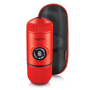 WACACO Nanopresso Portable Espresso Maker Bundled with Protective Case, Upgrade Version of Minipresso, Mini Travel Coffee Machine, Perfect for Camping, Travel and Office (New Elements Lava Red)
