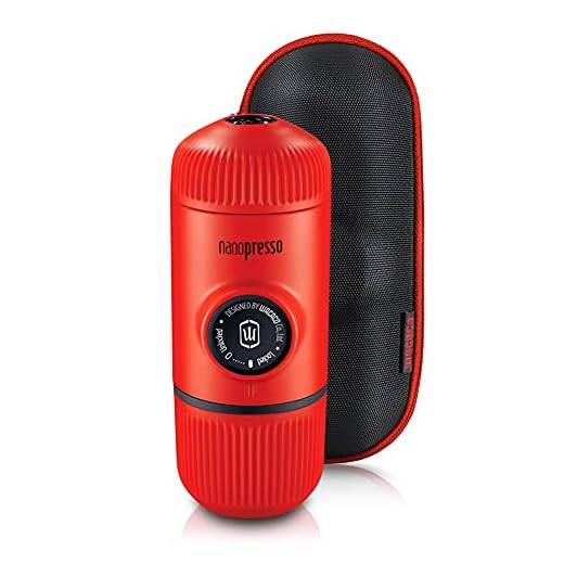 WACACO Nanopresso Portable Espresso Maker Bundled with Protective Case, Upgrade Version of Minipresso, Mini Travel Coffee Machine, Perfect for Camping, Travel and Office (New Elements Lava Red)