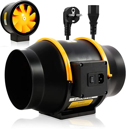 FanGoFast Ventilateur d'évacuation 125mm, Extracteur d'air Silencieux Ventilateur 230 V avec IEC EU Plug ent 1,5 m de Cordon d'alimentation EU pour Salle de Bain, Bureau, Salles de Culture