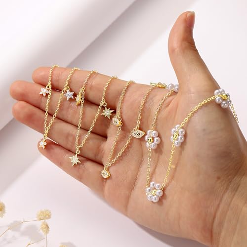 Ursteel 14K-Gold-Plated Evil Eye Necklace for Women, Dainty 14K-Gold-Plated Necklace for Women Non Tarnish Cubic Zirconia Necklaces Station Evil Eye Necklaces Jewelry Lucky Protection Gifts — view 5