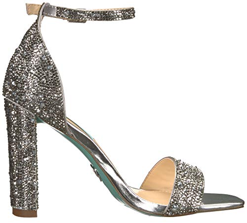 Betsey Johnson Blue Women's Sb-Rina Heeled Sandal, Silver, 10 M Us #TOP5