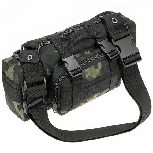 QWORK® Bolsa de Pesca de Carpas de Camuflaje, Bolsa para Aparejos de Pesca, Impermeable, para Exteriores, Ideal para Pesca y Senderismo, 35 x 18 x 14 cm