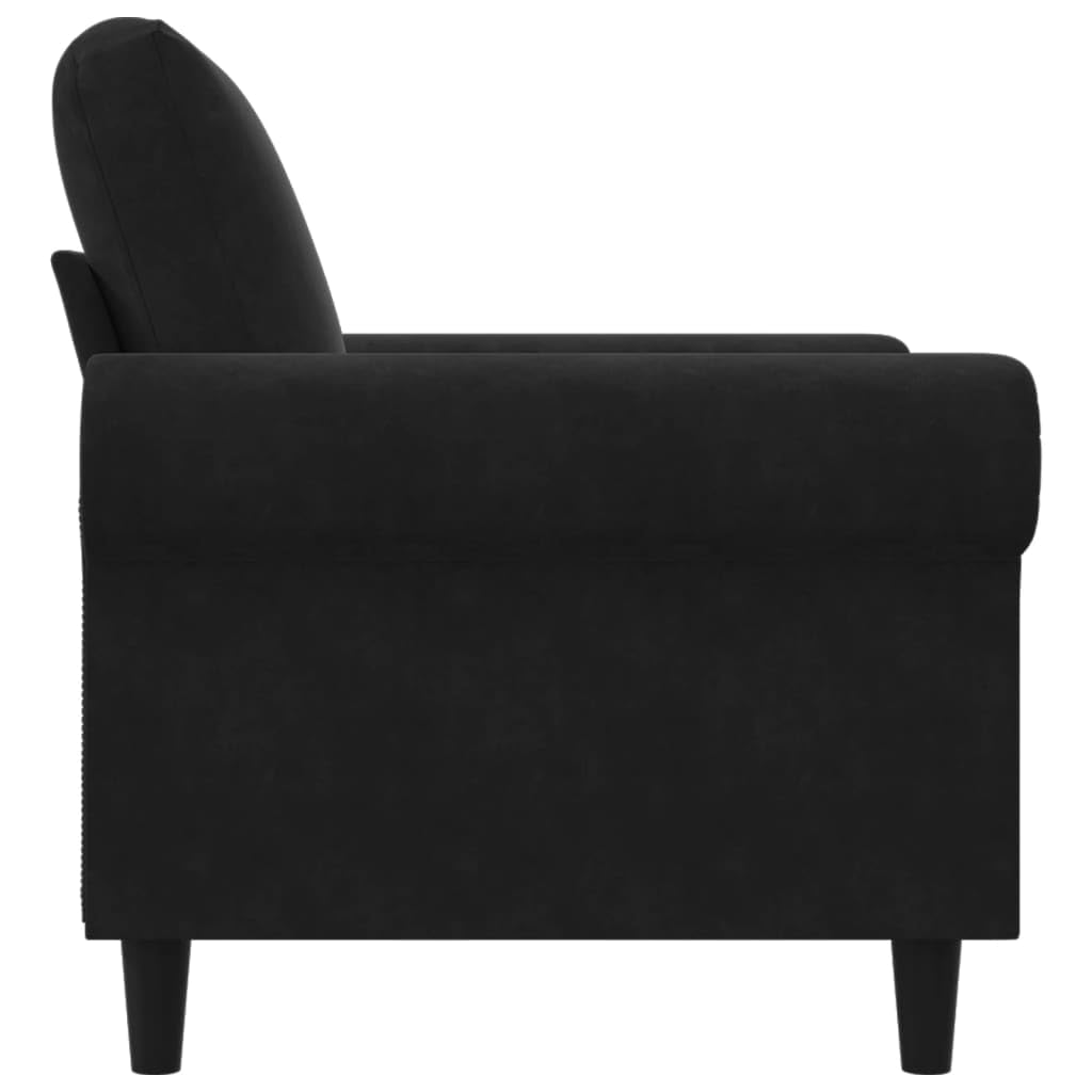 Fotel czarny 60 cm, aksamitny, metalowy stelaż, grubo wyściełany, nowoczesny fotel do salonu, sypialni, biura, maks. obciążenie 110 kg