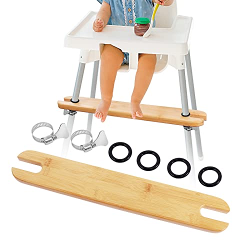 Natural Bamboo High Chair Foot Rest Compatible with IKEA Antilop, Adjustable Height Footrest Non-Slip Baby Highchairs…