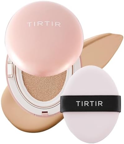TIRTIR Mask Fit All Cover Pink Cushion Foundation | High coverage, Velvety Matte Finish, Lightweight, Flawless, Corrects Redness, Korean Cushion (#24N Latte, Full Size, 0.63 Fl Oz)