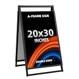 Yakpho Heavy Duty Slide-in Folding Sandwich Board A-Frame Sidewalk Sign 20x30 Inch Black Coated Steel Metal Double-Sided Pavement Sign (Frame only) (black, 1-PACK)