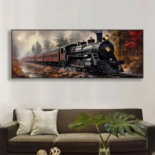 Toile tramway vapeur nostalgique pour habiller grand mur vide