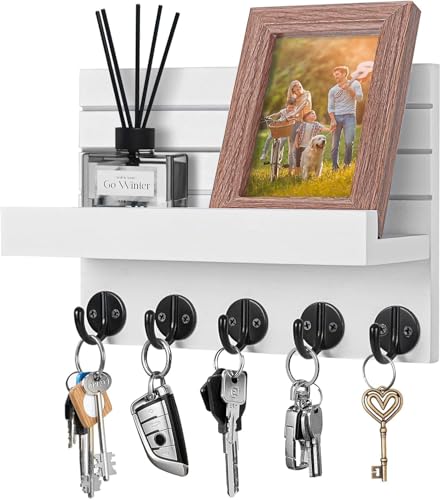 Kldgris Portachiavi da Parete, Portachiavi da Muro in Legno, con 5 Ganci per Chiavi, Portachiavi Multifunzione, Appendi Chiavi Ingresso, per Ingresso, Cucina, Ufficio, Soggiorno