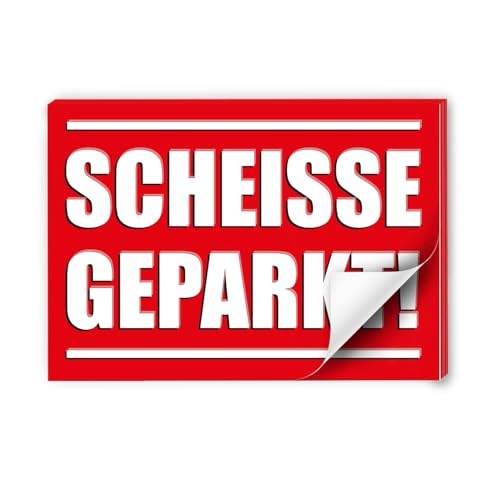 Scheiße geparkt Karten - 50 Stück DIN A7 rot - Hinweis Karten für Falschparker - Du parkst scheiße Karten Spaßartikel für Windschutzscheibe - Scheisse geparkt Set I dv604