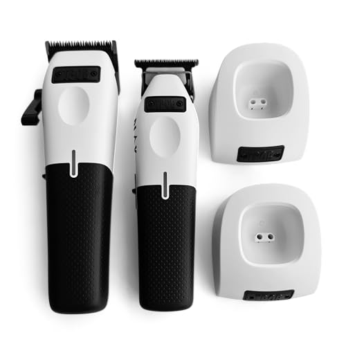 Image of TPOB Play Barber Hair Clippers & Trimmer for Men 7500 RPM with Rubber Grips (White 2 Set)
