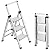 Xinsunho Retractable Handgrip 3 Step Ladder Safety Wide Pedal Step Stool Aluminum 300lbs Capacity Slim Design Ladder