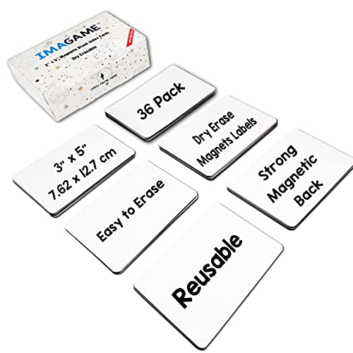 Imagame Dry Erase Magnets, Blank Magnetic Dry Erase Labels, 36-Pack, Erasable Magnets For Whiteboard, Multipurpose White Magnetic Labels To Write On For Classroom, Home, Education, Office, 3" X 5" #TOP4