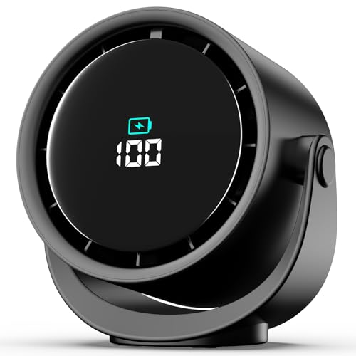 YOSHENMO Portable Desk Fan for Bedroom, Turbo Table Fans with smile icon LED Display, 6-inch,...