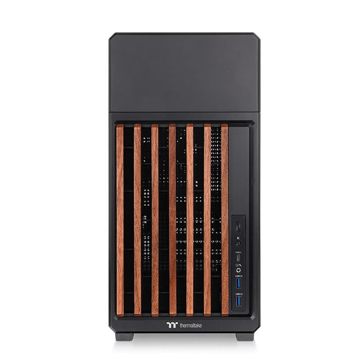 Image of Thermaltake TR300 WS; Wood Trim; Mid Tower; 1x120mm PWM Fan Included; ATX /mATX /mITX Support; 360mm Radiator Support; 410mm GPU Clearance; 165mm Air Cooler Clearance; Black; CA-11M-00M1WN-WS