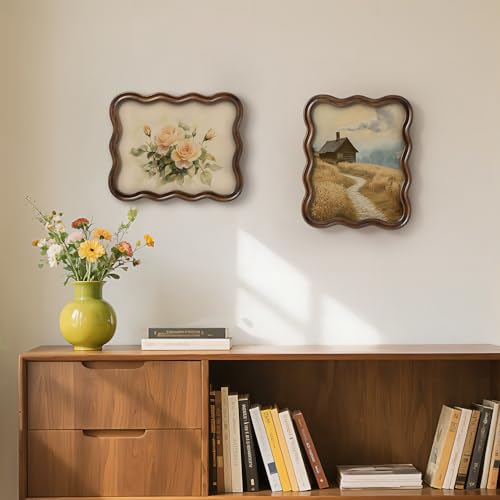 Afuly Bilderrahmen 20x25 Picture Frame Vintage Holz Fotorahmen Großer Nussbaum Picture Frames Einzigartig Welle Photo Frame Rahmen Für Wand Tisch Deko Familen Freund Geburstag Oma Mutter Geschenke