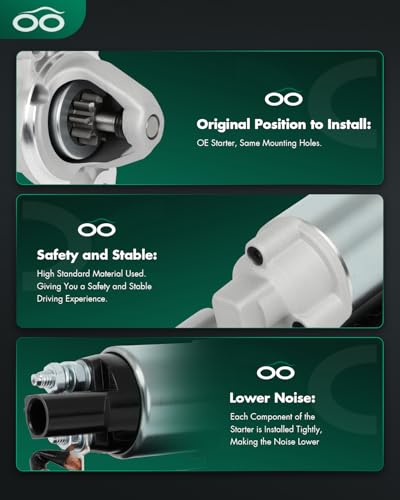 Image of SCITOO Starter Motor fit for Audi for A8 Quattro 6.0L 2008-2009,for Audi for Q7 4.2L 2007-2010,for Audi for S6 5.2L 2007-2011,for Audi for S8 5.2L 2007-2010 Replacement Starter 19004