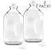 2-Quart Glass Milk Bottles w/Side Grip (2-Pack); Clear Glass Rectangular Vintage Style Half Gallon Jugs Great for Storing Milk, Juice & Water in Fridge, Includes Extra Lids (2)